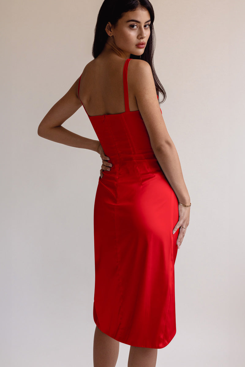 averie halley draped midi dress Averie