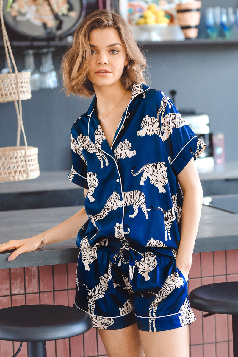 Averie Sleep Women's Two-Piece Tiger Print Pajama Set
